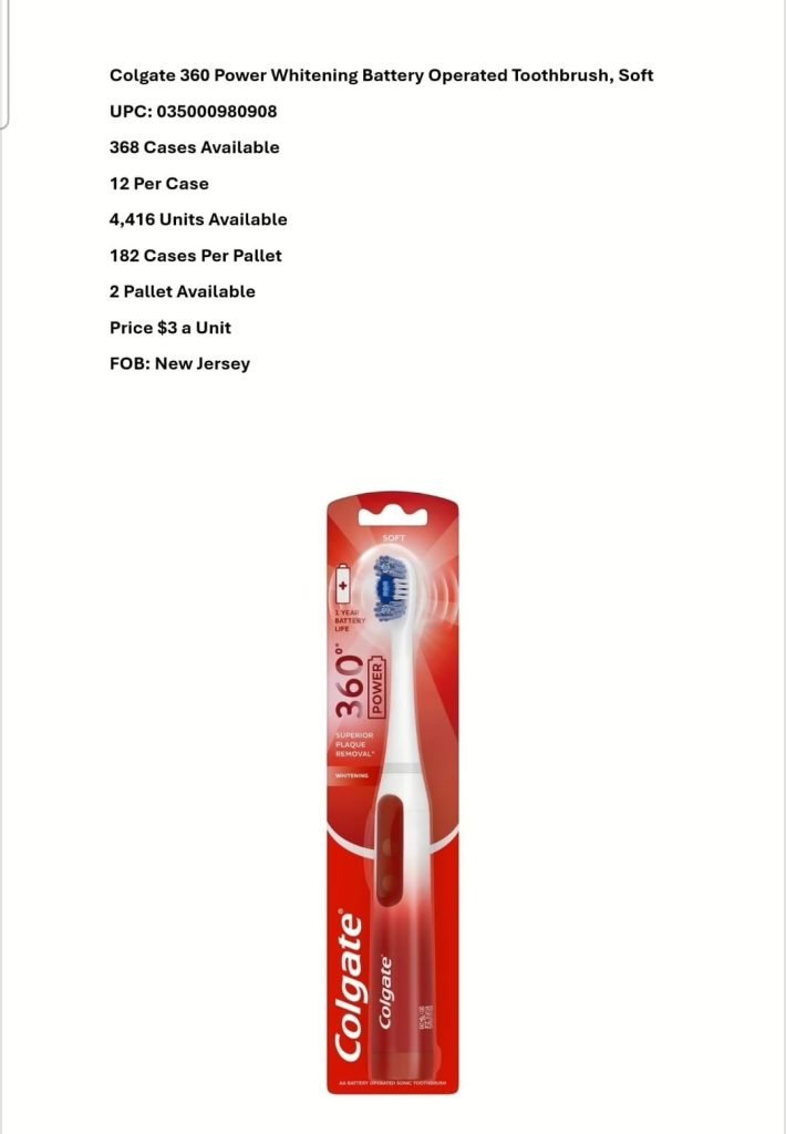 Wholesale Lot Of 2,184 Colgate 360 Power Whitening Battery Operated Toothbrushes – Your Price Is Only $3 Each
