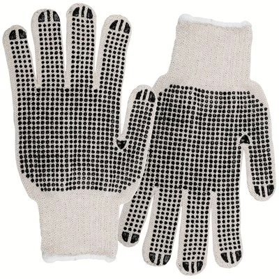Wholesale Lot Of 6,912 Economical Plastic Dot Coated String Knit Work Gloves – Size Small – Your Price Is Only .20 Each