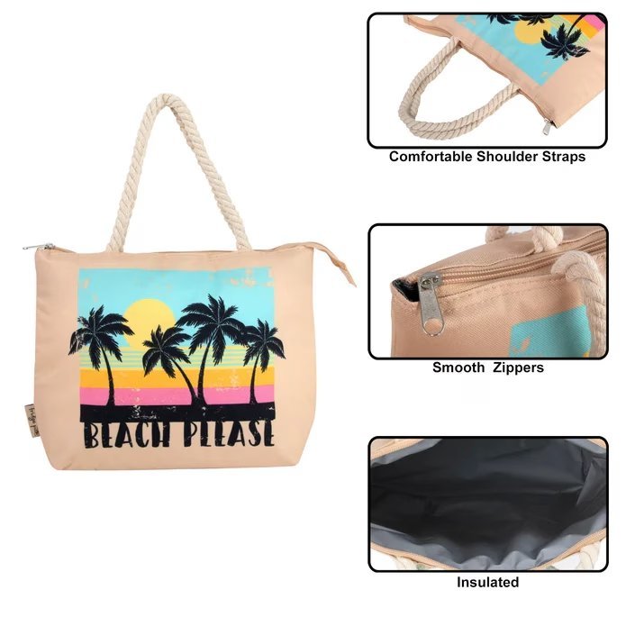 Wholesale Lot Of 264 Fashionable Beach Tote Bags – Two Styles – Zippered Insulated Fridge Pak – Suggested Retail Price $20.00 Each – Your Price Is Only $3.50 Each – Free Shipping