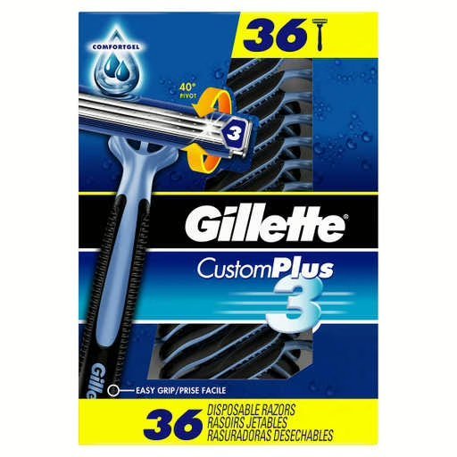 Wholesale Lot Of 2,736 Gillette Custom Plus3 Disposable Razors, 36 ct – UPC 047400662797 – Your Price Is Only $12.00 Each