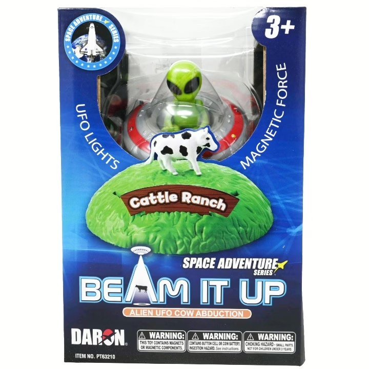Wholesale Lot Of 1,338 Space Adventure Beam It Up Alien Toy Sets – Lights & Sound – Includes Aliens, UFOs & Cows – UPC: 830715944999 – Your Price Is Only $10.00 Each – Smaller Quantities Available