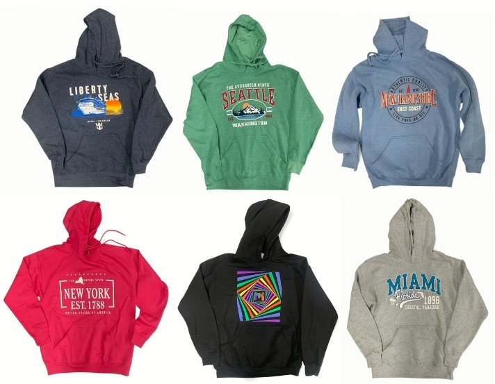 Wholesale Lot Of 144 Premium Adult Print Hoodies – Assorted Colors And Prints – S-2XL – Your Price Is Only $3.00 Each