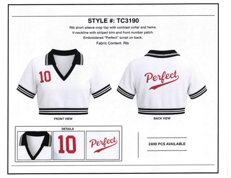 Wholesale Lot Of 288 Women’s Ribbed V-Neck Crop Tops – Style TC3190 – “Perfect” Graphic Print – MSRP $9.99 Each – Your Price Is Only $3.50 Each