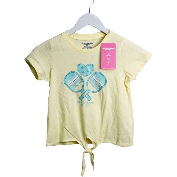 Wholesale Lot Of 2,219 SKECHERS Girls 4-6X Flan Pickle Ball Tie Front Tees – UPC 194257536426 – MSRP $9.99 – Price $1.50 Each