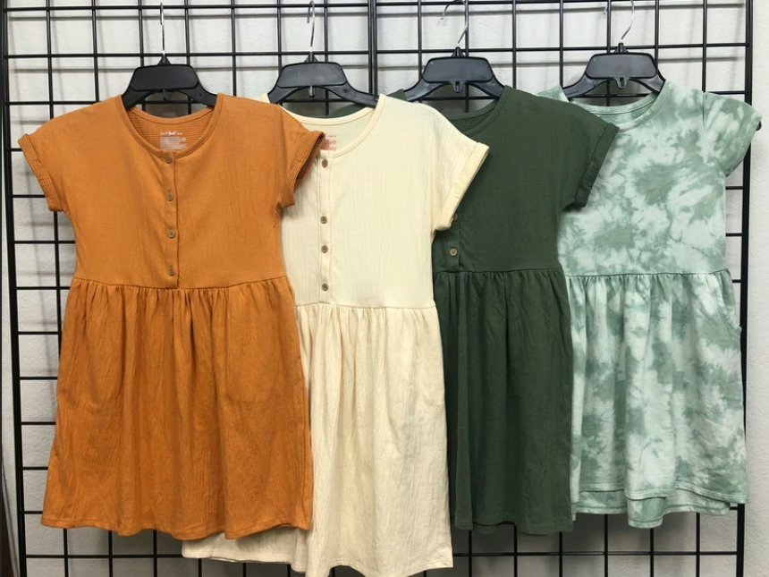Bulk Lot of 924 Cat & Jack Girls Dresses – Cap-Sleeve Style – 7-Color Mix – Size 1-14Y – Packed 36 Asst – Great for Stores, Boutiques & Online Sales – Only $2.00 Each