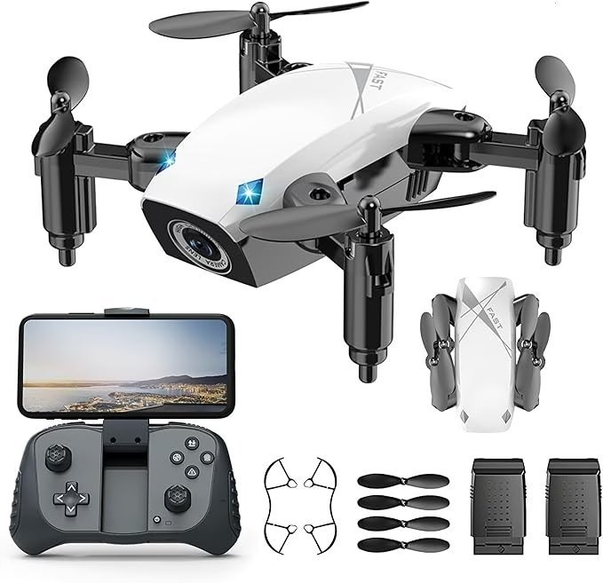 Wholesale Lot Of 10 Small Drones With Foldable Wings – Voice & Gesture Control – Color White – 2 Rechargeable Batteries – Your Price Is Only $19 Each