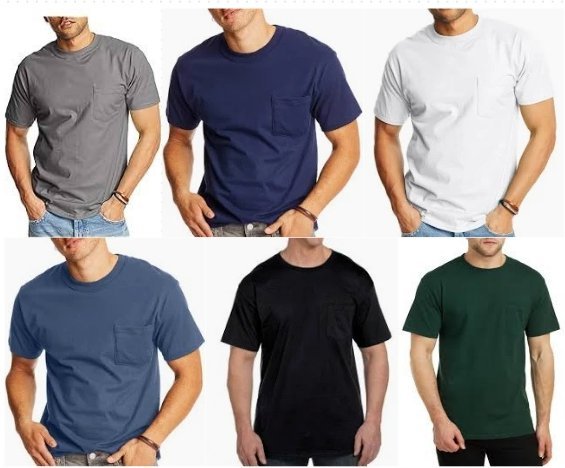 Wholesale Lot Of 36 Hanes Pocket Beefy Tees (S–3X, Assorted Colors) Each $3.48