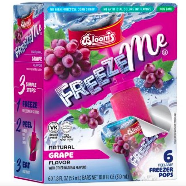 Wholesale Lot Of 830 FreezeMe Freezer Pop Grape Cases– 12 Packs Of 6 Pieces – UPC 032797000680 – $43.03 Each Case