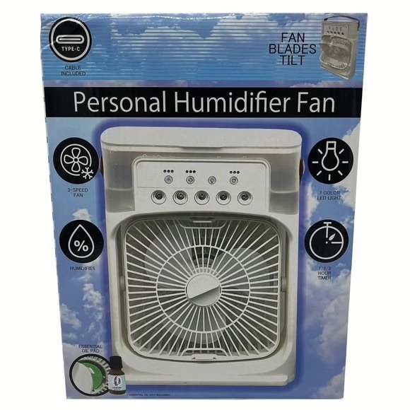 Wholesale Lot Of 1,152 Brand New White Small Portable Personal Cooler Humidifier Fans – Suggested Retail Price $11.99 Each – Your Price Is Only $1.50 Each