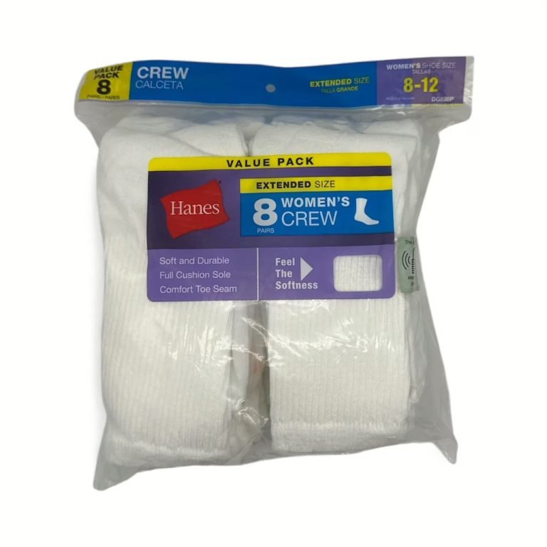 Wholesale Lot Of 120 Packs Of Women’s Hanes Crew Socks – Size 8-12 – 8 Pairs In A Pack – MSRP $20 A Pack – Your Price Is Only $4 A Pack