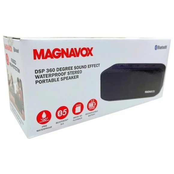 Wholesale Lot Of 192 MAGNAVOX DSP 360 Degree Sound Waterproof Bluetooth Speakers – UPC 731398392919 – MSRP $59.99 Each – Only $12.00 Each