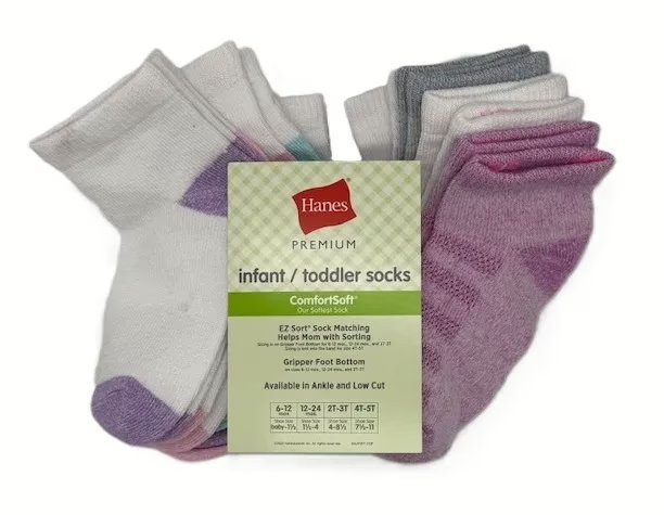 Wholesale Lot Of 1,080 Packs Of Hanes Toddler Socks – 10 Pairs In A Pack – MSRP $9.99 A Pack – Your Price Is Only $1.85 Per Pack