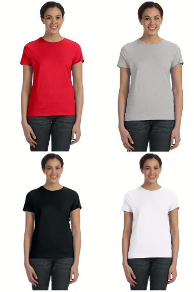 Wholesale Lot Of 96 Women’s Hanes Crew Neck T-Shirts – Individually Polybagged – S-3XL – Your Price Is Only $1.50 Each