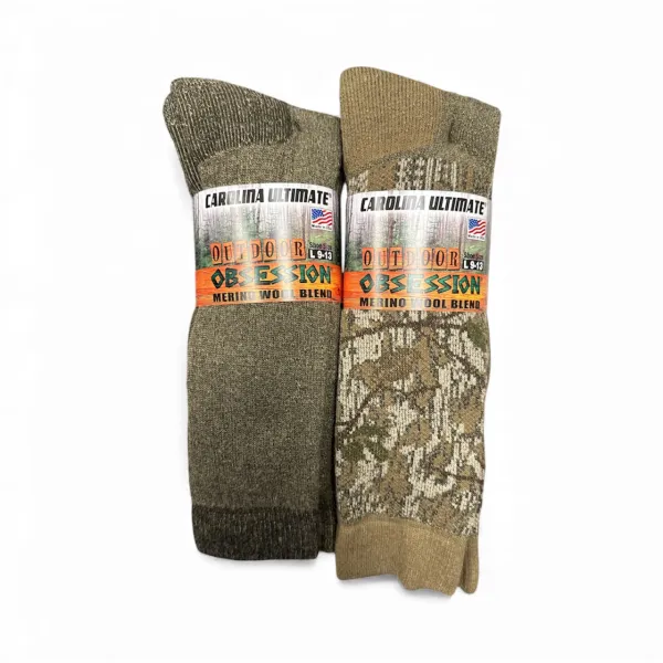 Wholesale Lot Of 30 “Carolina Obsession” Merino Wool Boot Socks (2 Pair Packs, Assorted Colors) Each $4.74