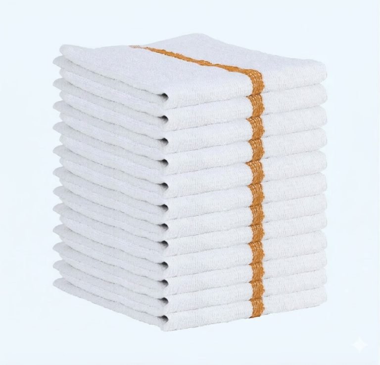 Wholesale Lot Of 70 Cases Brand New Bar Mop Towels 16” x 19” Gold Stripe – 840 Dozen (10,080 Towels) – $10.00 Per Dozen | $120.00 Per Case