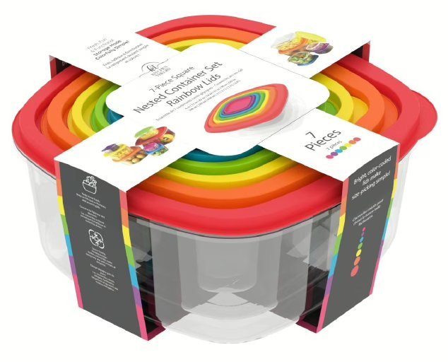Wholesale Lot Of 1,000 Kitchen Theory 7-Piece Square Nested Container Sets – SKU KTSC7RW – Your Price Is Only $4.50 For Each Set