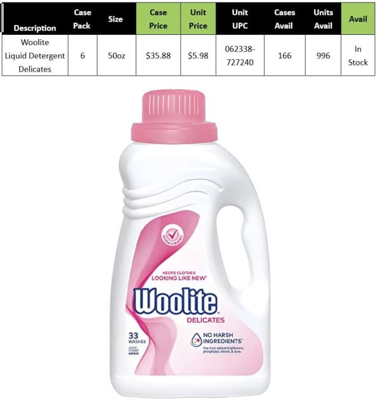Wholesale Lot Of 996 Woolite Delicates Liquid Detergent 50oz Bottles – $5.98 Each – Total Lot Price $5,956.08