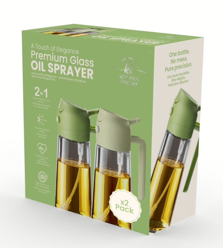 Wholesale Lot Of 1,000 Kitchen Theory Premium Glass Oil Sprayers – SKU KTOS2 – Your Price Is Only $3.50 For Each Unit