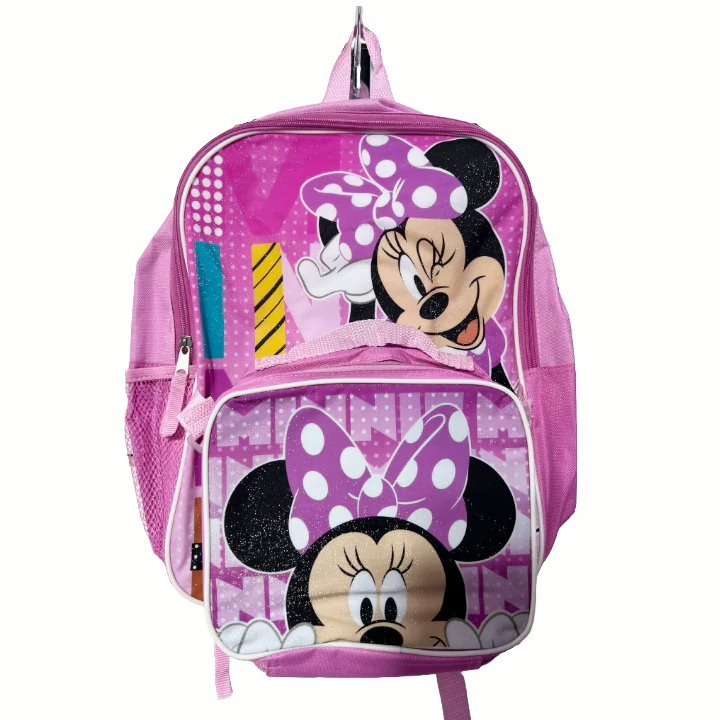 Wholesale Lot Of 1,574 Disney Minnie Mouse 15″ Backpacks w/ Lunch Bags (C/P 12) – Kids School Bags – UPC: 840716250388 – Your Price Is Only $11.00 Each – Smaller Quantities Available
