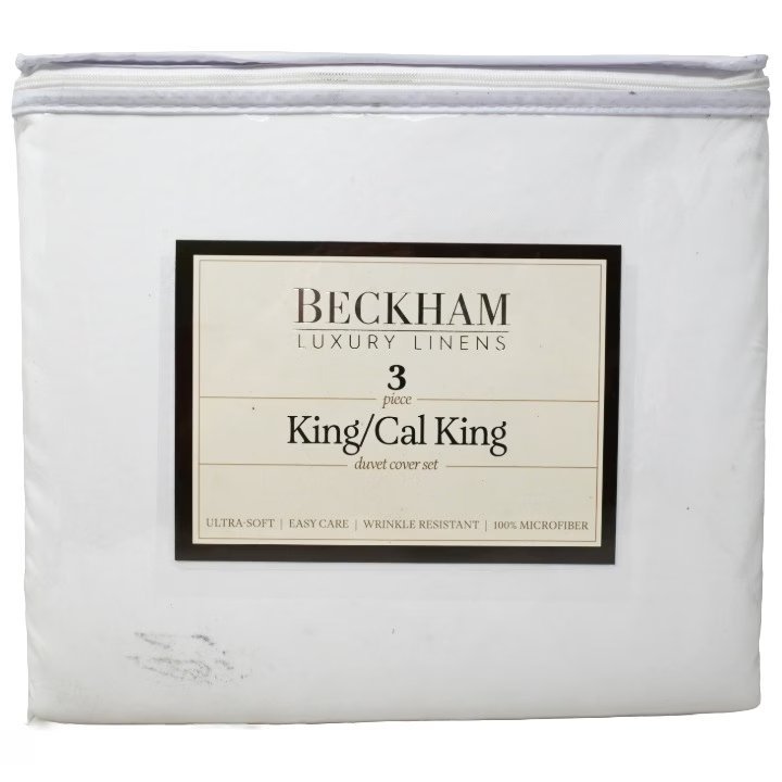 Wholesale Lot Of 288 Beckham Hotel Collection 3-Piece White King/California King Duvet Cover Sets – Soft Brushed 1800 Series Microfiber – Includes Duvet Cover & 2 Pillow Shams – Zipper Closure – Hypoallergenic – MSRP $94.99 Each – Your Price Is Only $12.00 Each