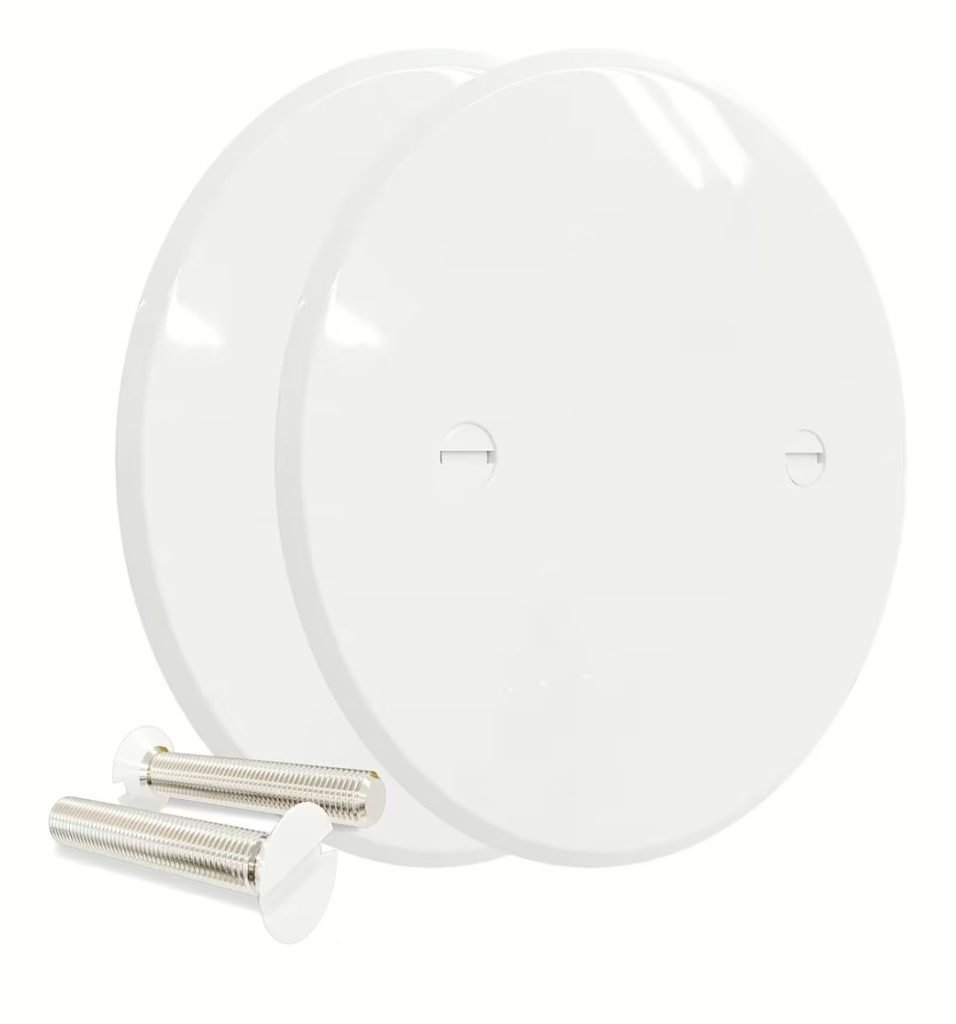 Wholesale Lot Of 6,500 Mr. Munis – 5 Inch White Metal Ceiling Plate Covers – Cover Plate for 3 1/2″ Round Hole or Octagon Box Cover Openings on Ceilings or Walls – Electrical Ceiling Light Cover Plate Cap Fixture – Your Price Is Only .50 Each