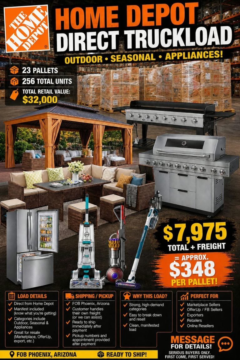 HOME DEPOT DIRECT LOAD – FOB PHOENIX, AZ (READY TO SHIP) Outdoor • Seasonal • Appliances – Overstock And Returns