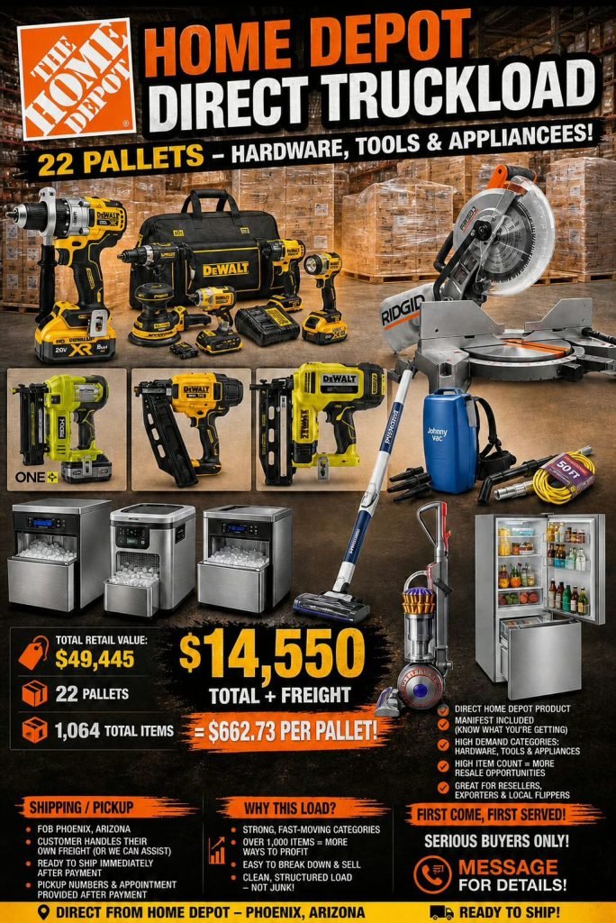 🚛 HOME DEPOT DIRECT LOAD – FOB PHOENIX, AZ (READY TO SHIP) – Overstock And Returns