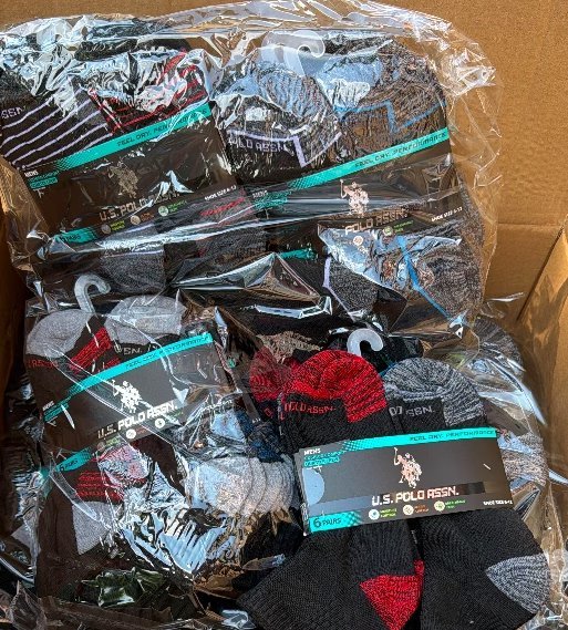 Wholesale Lot Of 2,000 Packs Of US Polo Socks – 10 Pairs In A Package – Assorted Sizes And Colors – Ankle And No Show Socks – Your Price Is Only $3.00 Per Pack