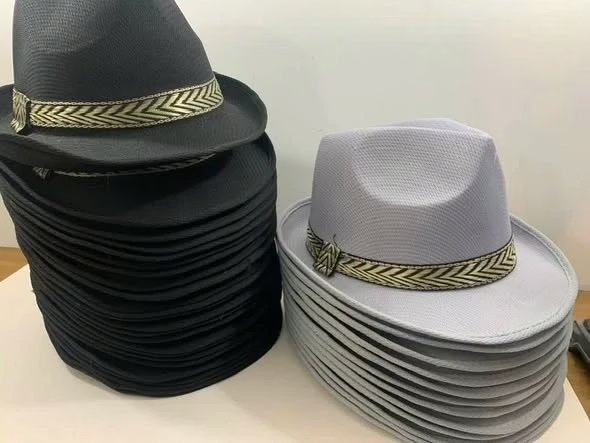 Wholesale Lot Of 36 Hip Fedora Hats – Colors Black And Grey – Your Price Is Only $3.00 Each