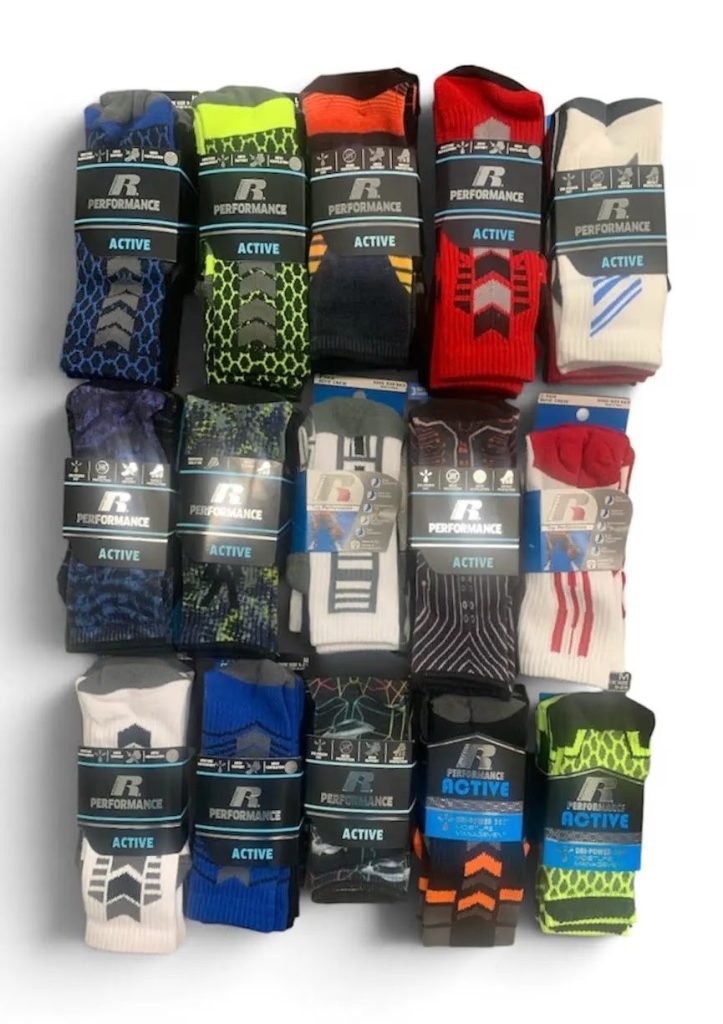 Wholesale Lot Of 800 Packs Of Russell Performance Crew Socks – Medium & Large – 3 Pairs Per Pack – Original Retail Price Available – Your Price Is Only $1.50 Per Pack