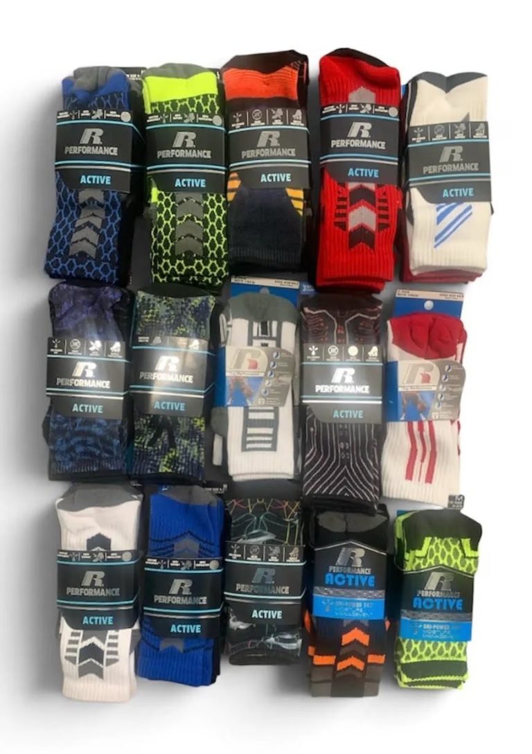 Wholesale Lot Of 800 Packs Of Russell Performance Crew Socks – Medium & Large – 3 Pairs Per Pack – Original Retail Price Available – Your Price Is Only $1.50 Per Pack