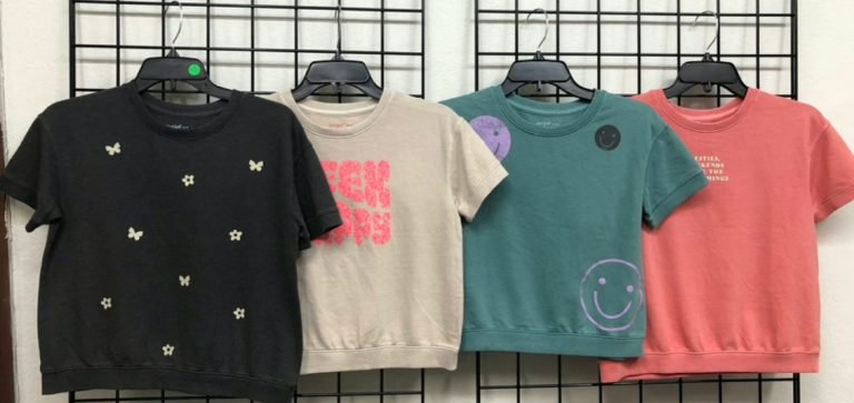 Wholesale Lot of 3,888 [CAT & JACK] Girls Short-Sleeve Shirts – Sizes XS-2X – 4 Colors – C/P 36 Asst/Asst – MSRP $6.00 Each – Your Price Is Only $1.25 Each