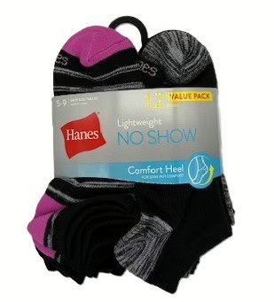 Wholesale Lot Of 240 Pack Of Women’s Hanes No Show Socks – 12 Pairs In A Pack – Size 5-9 And Size 8-12 – Your Price Is Only $4.99 Per Pack