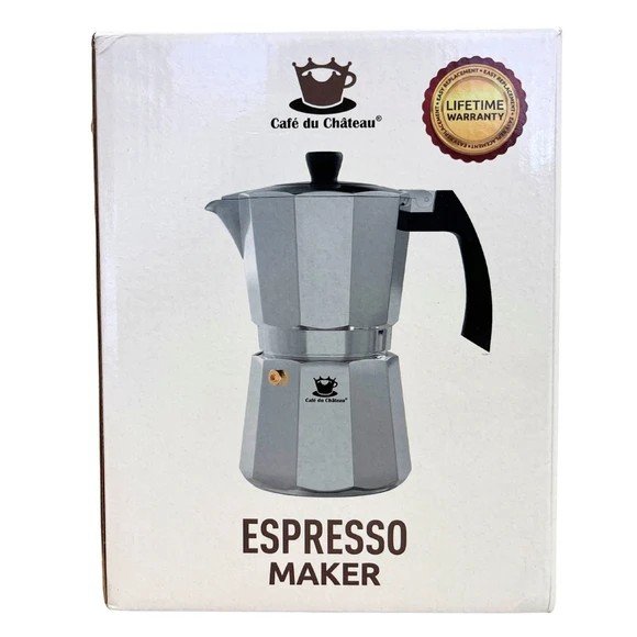 Wholesale Lot Of 120 Cafe Du Chateau Moka Pot 6 Cup Espresso Makers – MSRP $29.99 – Your Price Is Only $5.99 Each