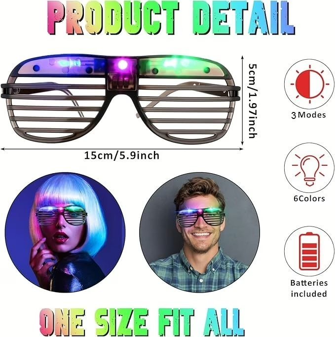Wholesale Lot Of 1,200 LED Light Up Glasses – Suggested Retail Price $2.00 Each – Your Price Is Only .50 Each – Free Shipping