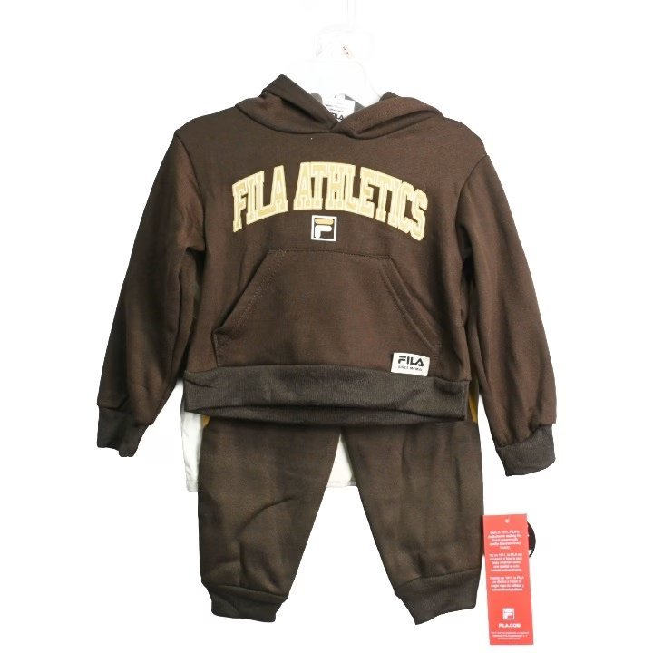Wholesale Lot Of 672 Fila 3pc Toddler Boys Espresso 1911 Athletics Hoodie, SS Tee & Jogger Sets – UPC 888393482227 – Suggested MSRP $24.99 – Price $5.00 Each