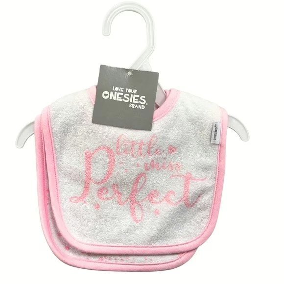 Wholesale Lot Of 1,620 Pink and White Bib Sets By Gerber Childrenswear – 2 Bibs In A Set – MSRP $12.00 A Set – Your Price Is Only $1.25 A Set
