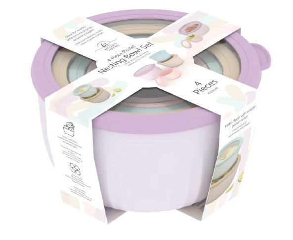 Wholesale Lot Of 500 Kitchen Theory 4-Piece Pastel Nesting Bowl Sets – SKU KTRC4MLT – Your Price Is Only $5.50 For Each Set