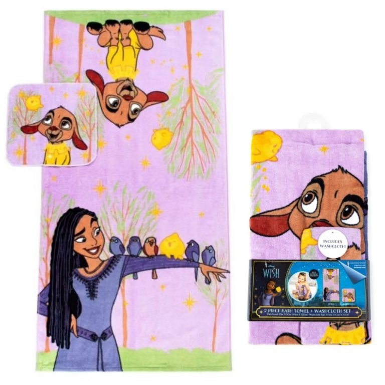 Wholesale Lot Of 24 Disney Wish Asha and Valentino 2-Piece Bath Towel and Washcloth Sets – UPC 032281336226 – MSRP $22.99 Each – Your Price Is Only $4.00 Each Set